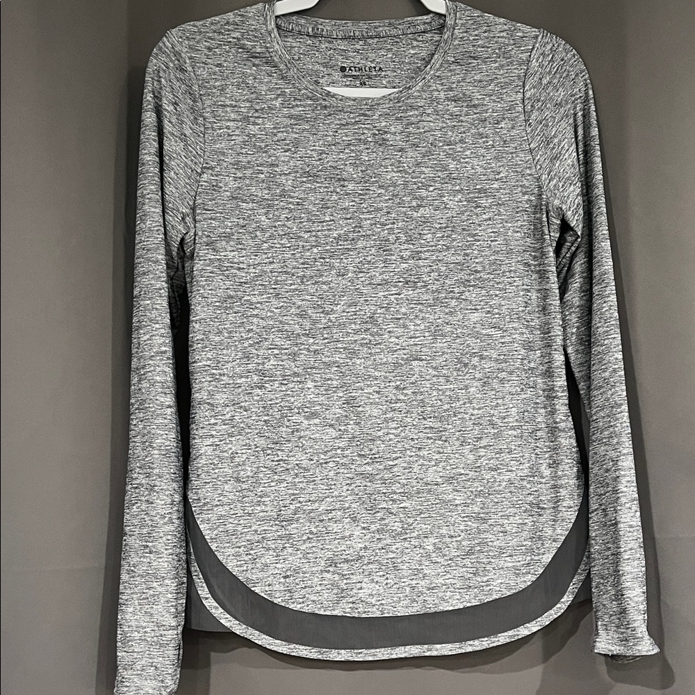 Athleta Heathered Gray Long Sleeve Athletic Top XS